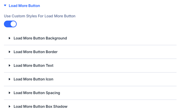 Load More Button design settings
