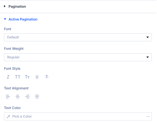 Pagination design settings
