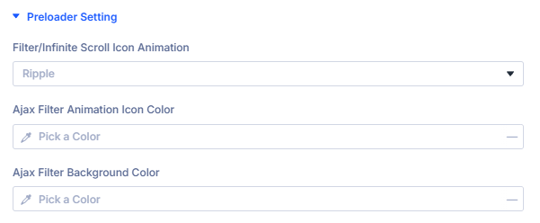 Preloader design settings