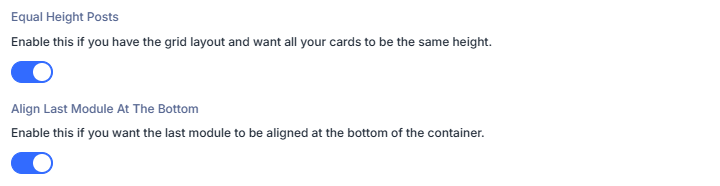 Equal Height Posts setting