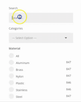 Auto suggest showing category and attribute phrase suggestions while typing in a Text Search field
