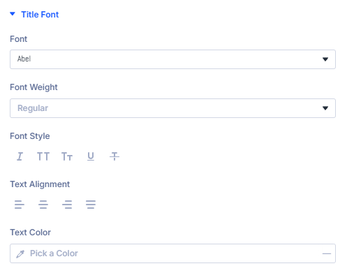 Design Tab showing typography and styling options for the post title