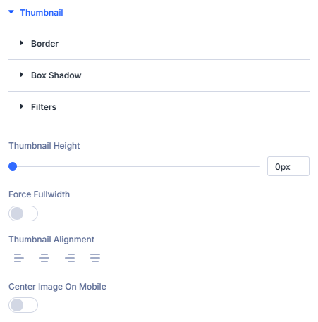 Thumbnail design settings