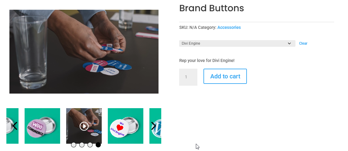 Product gallery with a video