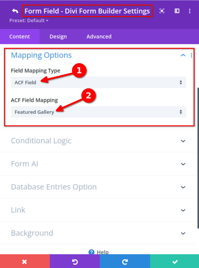 ACF Field Mapping