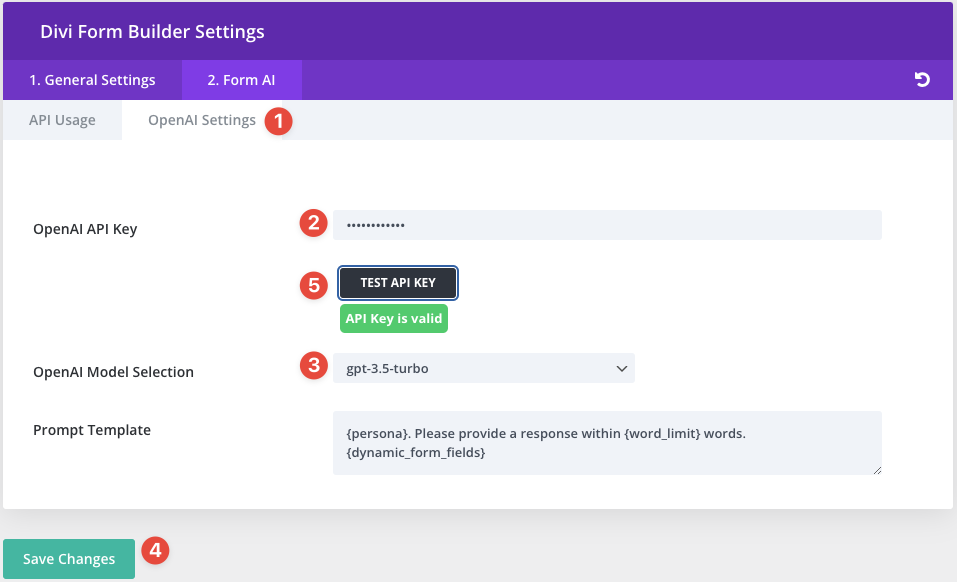 Adding your API key to Divi Form Builder