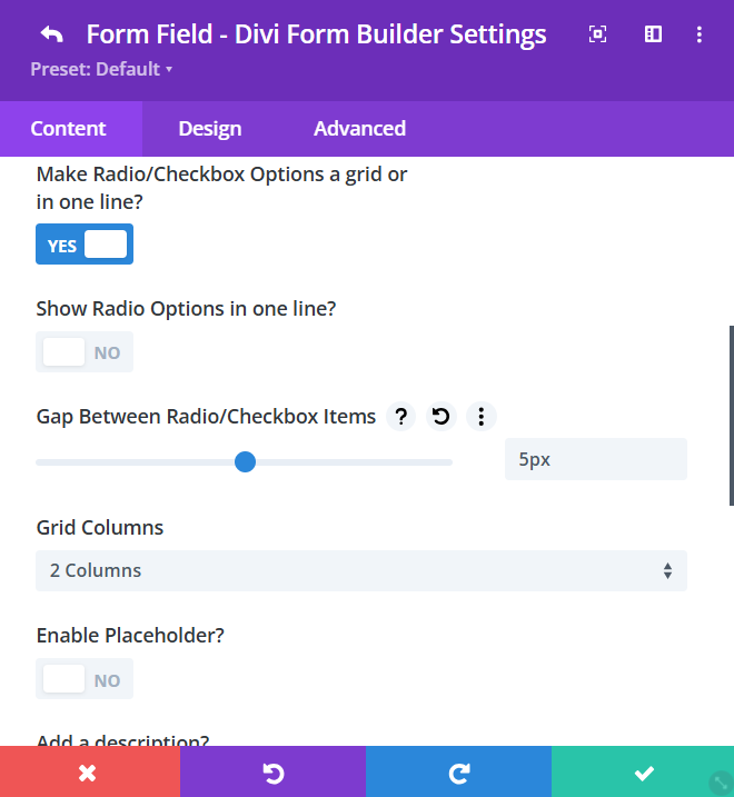 Checkbox Radio in a grid