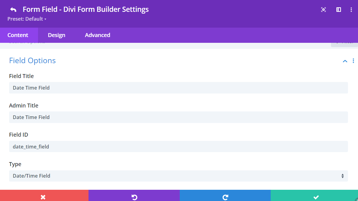 Select Date Time Field