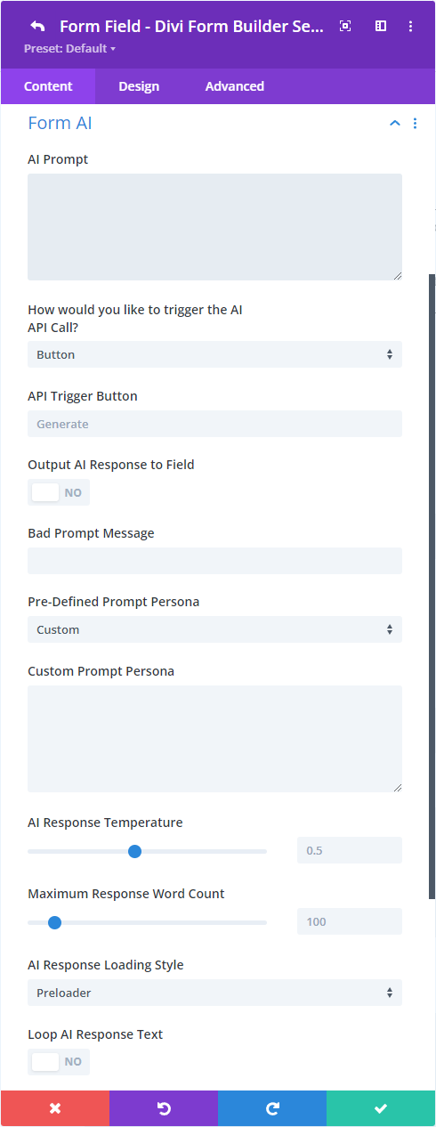 Define AI Field Settings