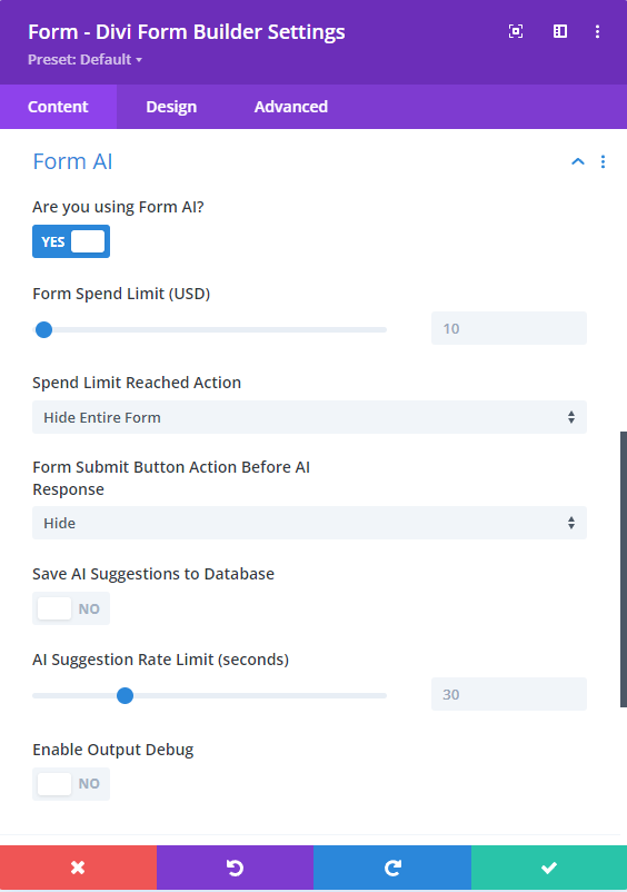 Define AI Settings for the Form