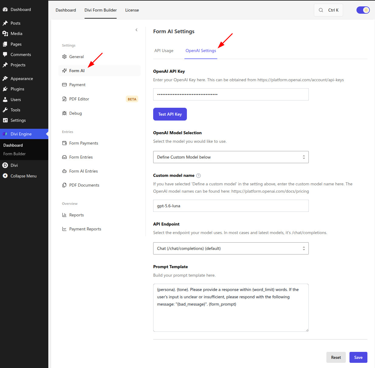 Form AI Settings
