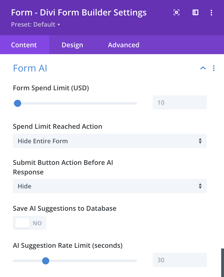 Main Form AI Settings