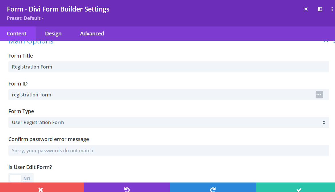 Form Settings