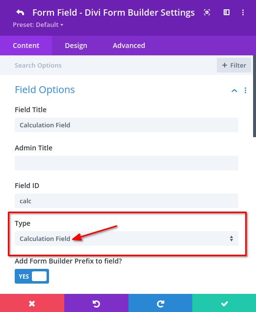 Select Calculation Field