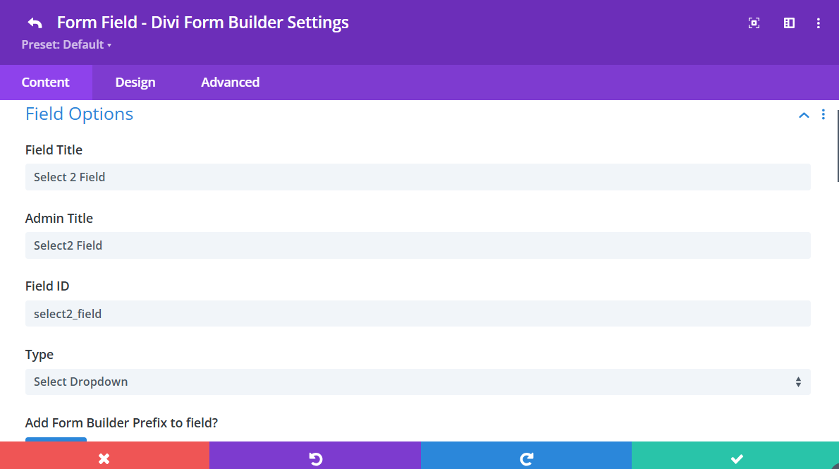 Enable Select2 Form Settings