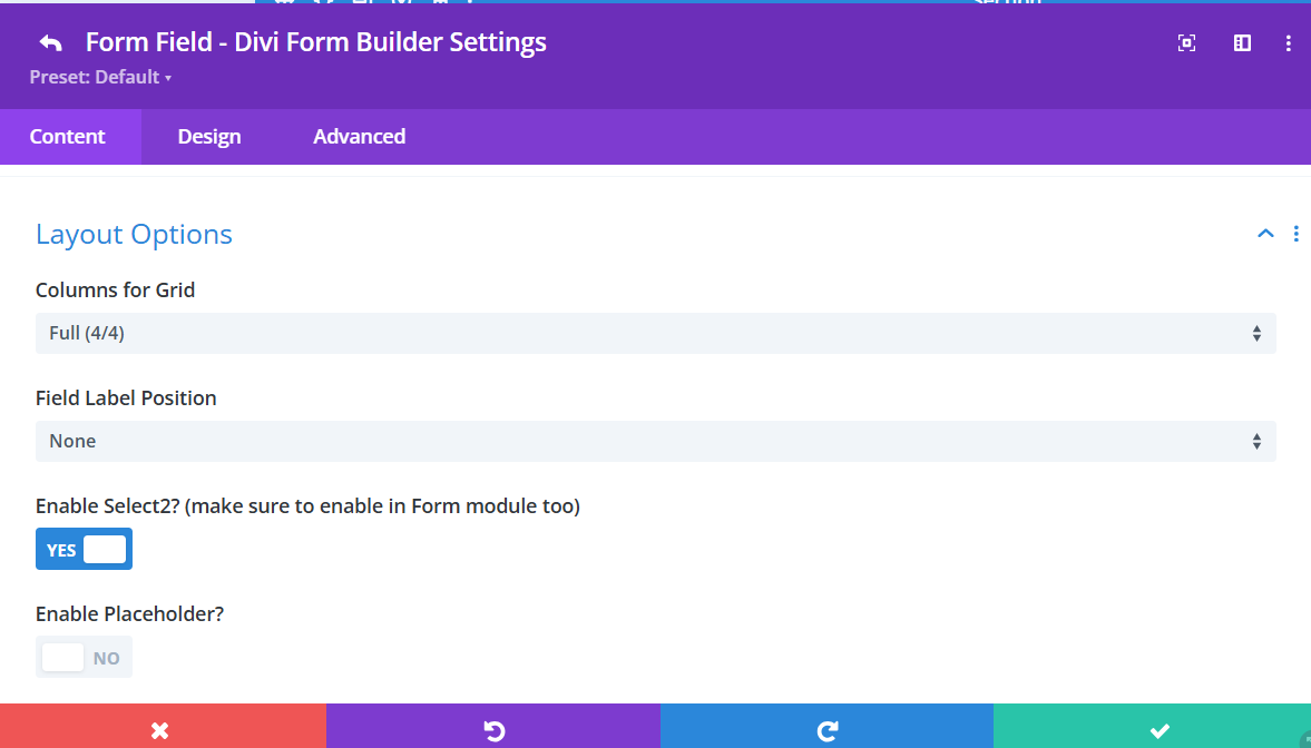 Enable Select2 Form Settings