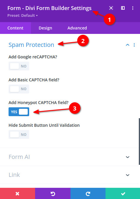 Honeypot CAPTCHA Settings