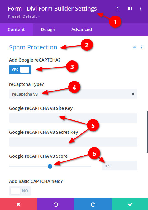 Google reCAPTCHA v3 Settings