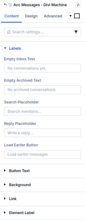 Acc Messages content settings