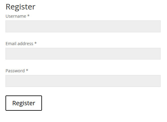 Acc Register Form on the page