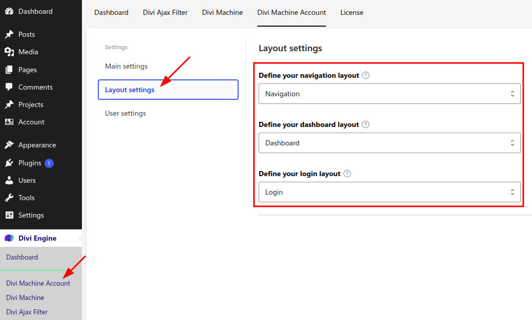 Layout settings