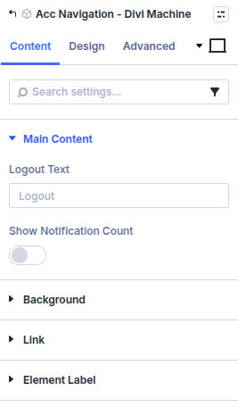Acc Navigation content settings