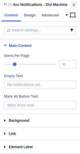 Acc Notifications content settings