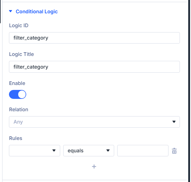 Logic ID relation and conditional rules