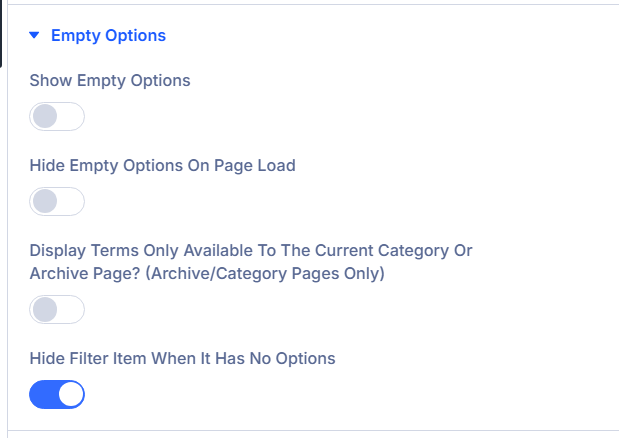 Toggle empty option visibility behaviors