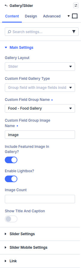 Gallery module settings