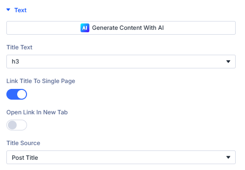 Post Title module Text group on the Content tab