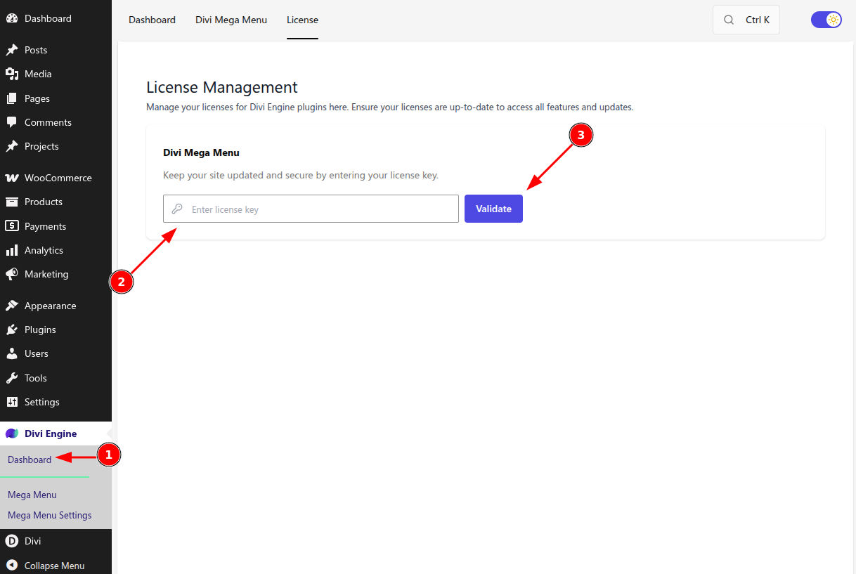 Add license key