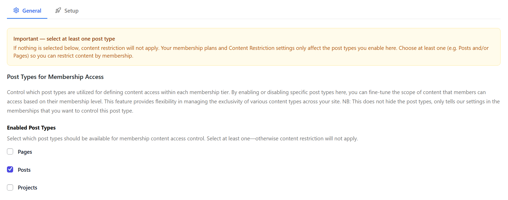 Enable Post Types to Restrict