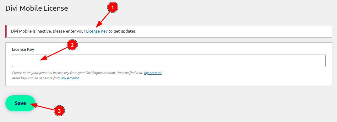 Add Divi Mobile License