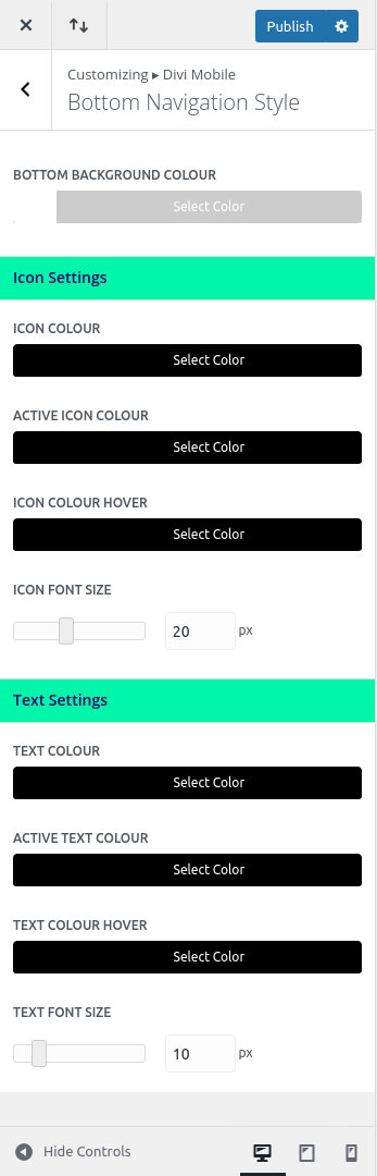 Bottom Navigation Style Customizations