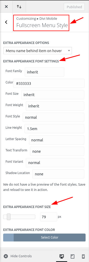 Font customization