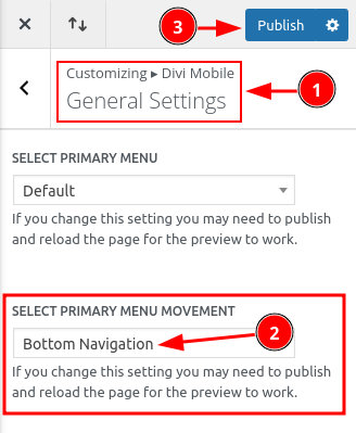 Primary menu as Bottom Navigation settings