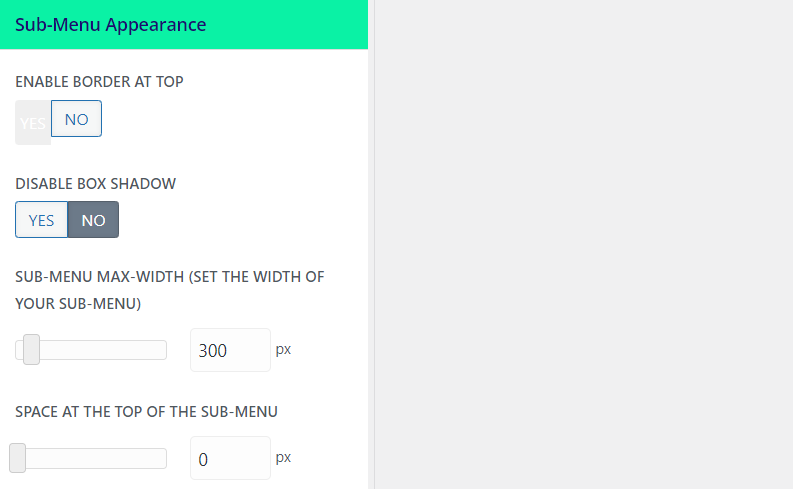 Sub Menu Appearance